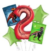 Prehistoric Dinosaurs 2nd Birthday Balloon Bouquet 5pc